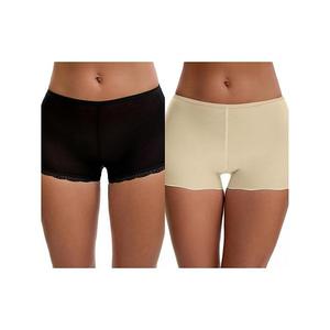 2 пары женских бесшовных слип-шорт из айс шелка с кружевной отделкой под платья Inspire Chic, Beige A Black B