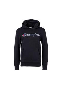 Детская толстовка унисекс - свитер, хлопок, капюшон, карман, логотип, однотонный цвет Champion, черный