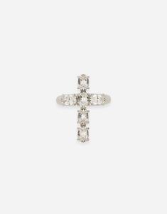 Кольцо с крестом, украшенным стразами Dolce & Gabbana, кристалл
