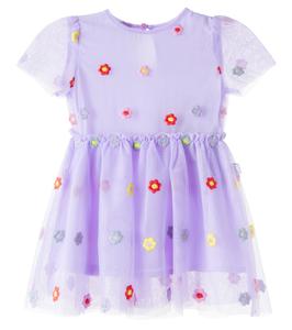 Детское платье из тюля с цветочной вышивкой Stella McCartney Kids, Viola Embroidery