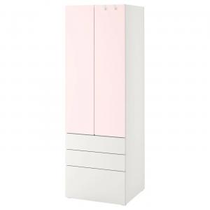 Гардероб SMÅSTAD/PLATSA IKEA, 60x57x181 см, цвет white pale pink