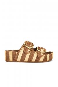 Сандалии Theo Loeffler Randall, brown & natural striped straw