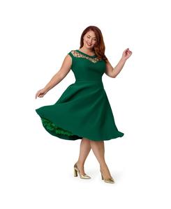 Платье-трапеция большого размера с ромбовидным вырезом Unique Vintage, Green