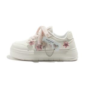 Низкие, амортизирующие, износостойкие, женские кроссовки для скейтбординга MEAKKEA, White Pink A All-Season