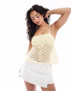 Бебидолл с кружевом и бантом Miss Selfridge, светло-кремовый