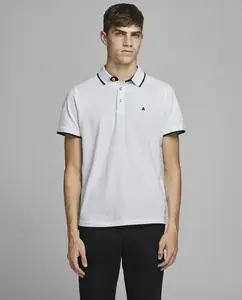 Тонкая белая мужская рубашка-поло Jack & Jones