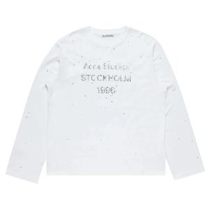 Футболка с длинными рукавами и круглым вырезом с логотипом Acne Studios, белый