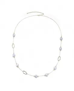 Изысканное ожерелье из стерлингового серебра с покрытием из 14-каратного золота и настоящим пресноводным жемчугом Genevive, gold