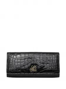 Клатч с тиснением под крокодила и логотипом Luisa Spagnoli, черный