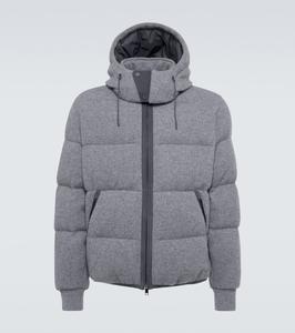 Рельефный пуховик из кашемировой смеси Zegna, Grey Melange