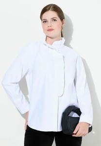 Блузка на пуговицах RUFFLED ASYMMETRIC LONG SLEEVE Ulla Popken, белый