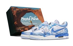 Jordan Легкие детские баскетбольные кроссовки Legacy 312 Blue Tone Fantasy низкие Blue для подростков