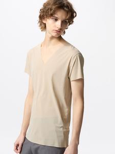 Футболка нательная airism mesh с v-образным вырезом Uniqlo, бежевый