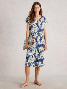 Ночная сорочка Eva с круглым вырезом и цветочным принтом миди White Stuff