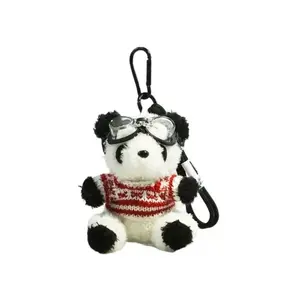Брелок панда, мешочек медвежонок, креативный кулон панда-пилот для рюкзака, плюшевая кукла, высота 10см Abay, белый
