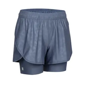 Женские шорты для фитнеса Domyos 2 в 1 тёмно-бирюзовые