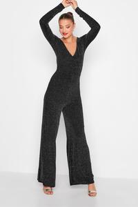 Блестящий комбинезон с запахом Long Tall Sally, черный