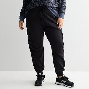 Плюс сайз ультрамягкие флисовые карго-джоггеры Tek Gear, Mineral Black