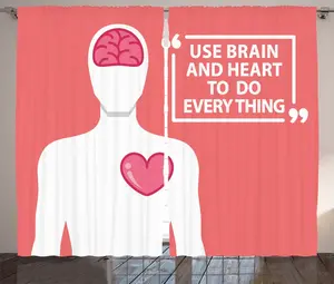 Штора ABAKUHAUS с цитатами в деревенском стиле, с изображением человека и слов, для спальни, присборенная тесьма с петлями и крючками, 280 x 175 см, цвет: коралловый, темно-розовый, белый