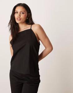 Топ-комбинация из льна Mango с квадратным вырезом, черный цвет