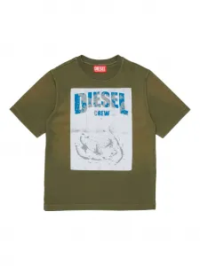 Футболка с графичным принтом Diesel Kids, зеленый