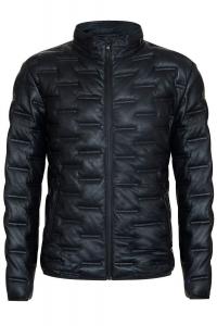 Стеганый кожаный бомбер Puffer - Ресифи Infinity Leather, черный