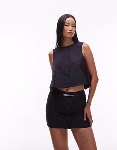 Мини-юбка в тонкую тёмно-синюю полоску Mango