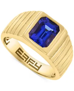 Мужское кольцо Effy с танзанитом (2-1/10 карата, текстурированный в рубчик) из 14-каратного золота (также с изумрудом) Effy Collection, tanzanite