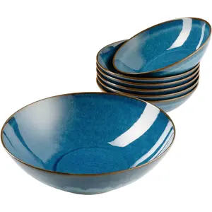 Миска сервировочная MÄSER «Оссия», 7 предметов, керамогранит, набор для салата, винтажный характер, цвет Königsblau