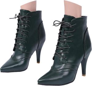 Викторианские ботинки для женщин, женские шнурованные винтажные готические ботинки, средневековые ренессансные сапоги с широким голенищем, ковбойские ботильоны, обувь для Хэллоуина, косплей, обувь ведьмы Generic, 00-Dark Green