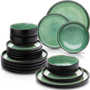 Набор посуды Greenwich - 36 предметов из керамики, рассчитан на 12 персон Sänger, зеленый