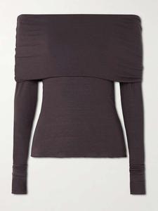 Прозрачный топ из модала с открытыми плечами и длинными рукавами - phoenix Skims, коричневый