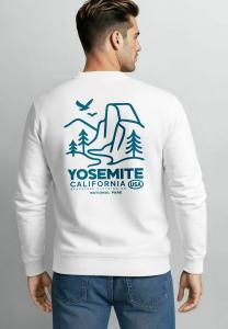 Толстовка Neverless MIT BACKPRINT YOSEMITE CALIFORNIA, Weiß/White