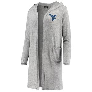 Женский серый кардиган с капюшоном из ткани West Virginia Mountaineers Cuddle Soft Duster Tri-Blend