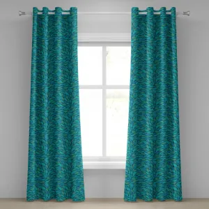 Шторы на люверсах ABAKUHAUS, бирюзового цвета, абстрактный волнистый рисунок в разных цветах, принт с морскими обитателями на морскую тематику, декоративные двухпанельные шторы, 280 см x 175 см, сине-мятно-зеленый Abakuhaus