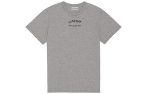 Футболка с принтом логотипа GANNI, Paloma Heather Gray