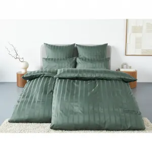 Постельное белье LeGer Home by Lena Gercke «Leonore», атласные полоски Mako из 100% хлопка, размер 135х200 см, зеленый