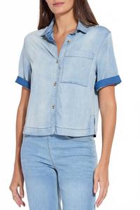 Топ с короткими рукавами Bianca St Chambray цвета выбеленного синего цвета Lysse, Bleached Blue