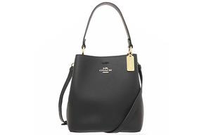 Городская кожаная сумка-ведро портативная через плечо на пояс маленького размера для женщин черный COACH