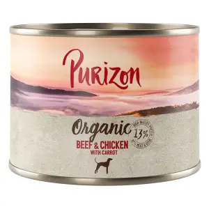 Влажный корм для взрослых собак с курицей и лососем Purizon Organic, 6 x 200 г