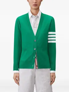 Кардиган из шерсти мериноса с полосками 4-bar Thom Browne, зеленый