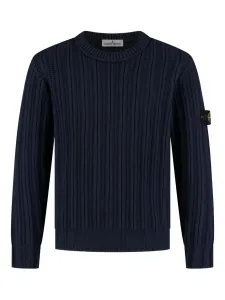 Ребристый свитер с круглым вырезом Stone Island Junior, синий