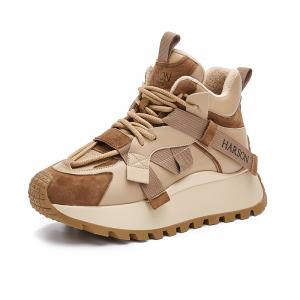 HARSON Женские высокие повседневные ботинки на флисовой подкладке кофейного цвета, цвет Coffee Fleece-Lined