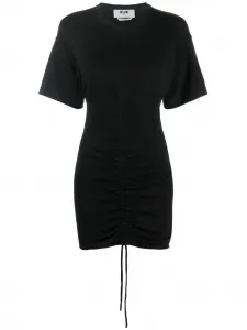 Платье-футболка со сборками и вырезом MSGM, черный