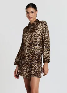 Кимоно simil fantasia блузка на пуговицах анималистического кроя Calliope, Var Ultrablack