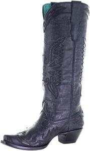 Винтажные женские высокие женские ботинки Corral, однотонные черные, с накладкой в виде орла, заостренным носком, кожаной подошвой, в стиле вестерн, A4047 Corral Boots