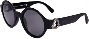 Солнцезащитные очки Moncler ML 0243 Atriom 01A, блестящий черный, логотип цвета «оружейная сталь»/дымчатые линзы, Black