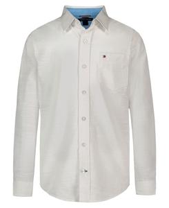 Детская рубашка с длинными рукавами из фактурной ткани, размер 8-20 Tommy Hilfiger, White
