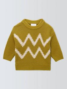 Детский джемпер из хлопковой смеси с зигзагообразным узором John Lewis, Orange