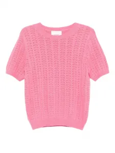 Ажурный топ с короткими рукавами Lisa Yang, розовый